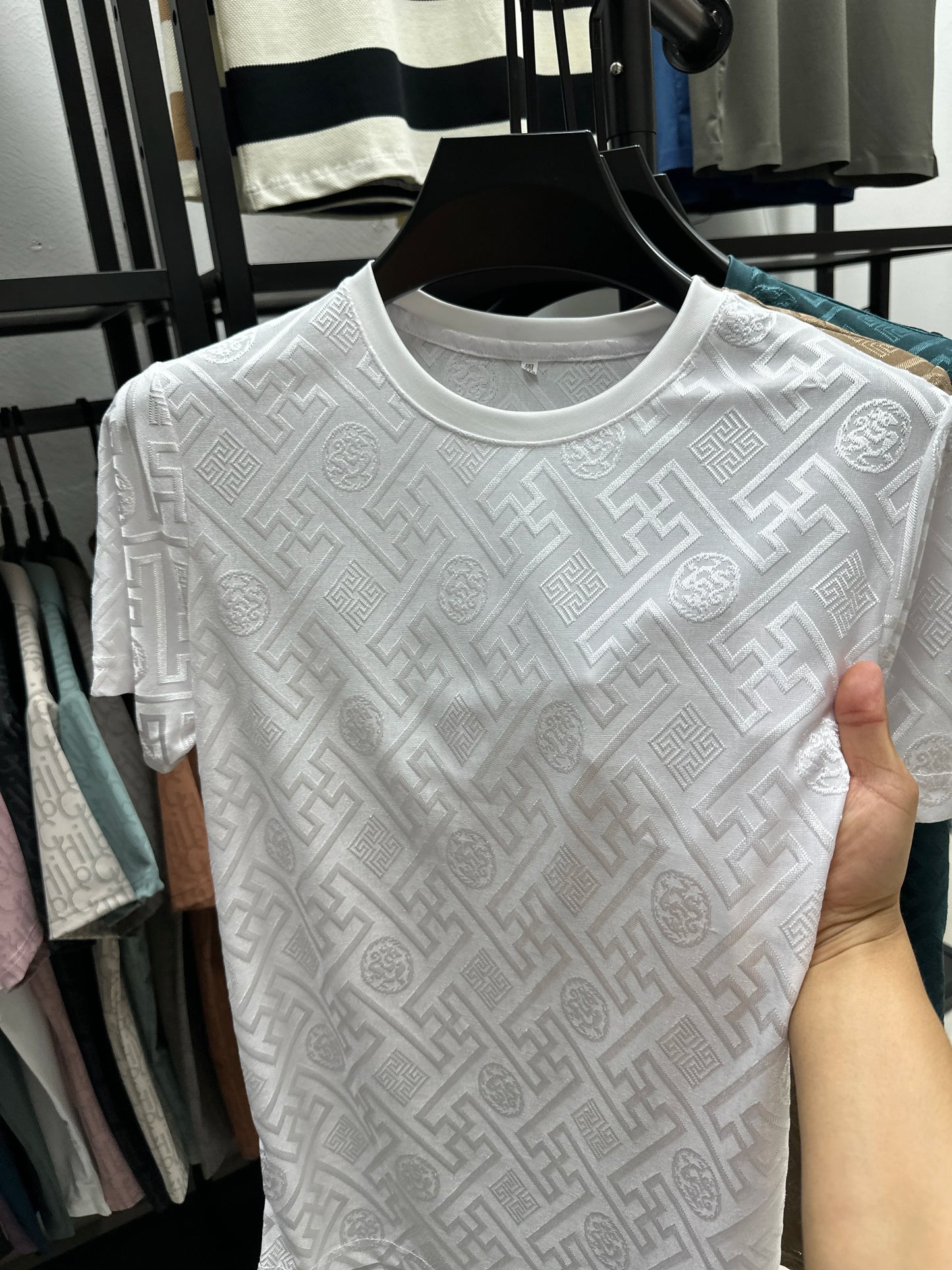 Men's 2024 Summer New Luxury Brand Designer Printed Ice Silk Casual O-neck T-Shirt Street Fashion Traceless Breathable Men's Top