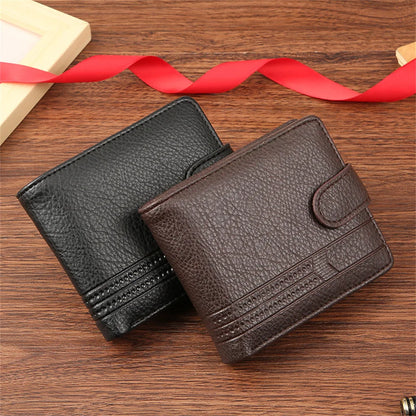 New Men Short Bifold PU Leather Wallet