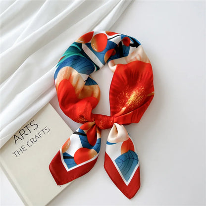 2021 Sweet Hearts Printed Square Scarf Women Bandana Hairband Lady Head Wraps Female Shawl Fashion Neckerchief