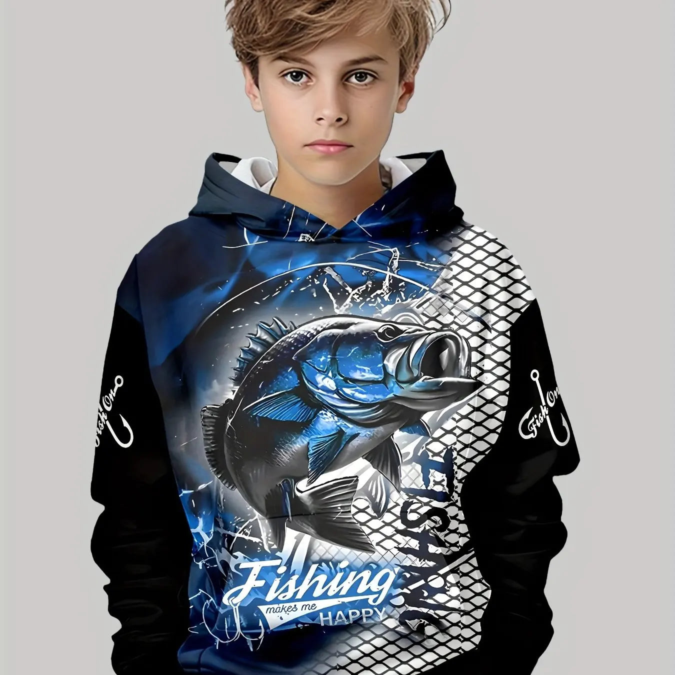 Kids Clothes Boys Hoodies Long Sleeve Creative 3D Fish Print Children Spring Fall Clothes Casual Stylish Outdoor Boys Clothing