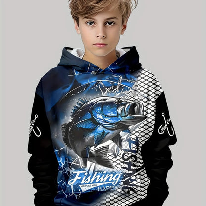 Kids Clothes Boys Hoodies Long Sleeve Creative 3D Fish Print Children Spring Fall Clothes Casual Stylish Outdoor Boys Clothing