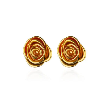 Goth Rose Flower Pendientes Stud Earrings For Women Stainless Steel Piercing Earring 2024 New Trend Fashion Jewelry aretes mujer