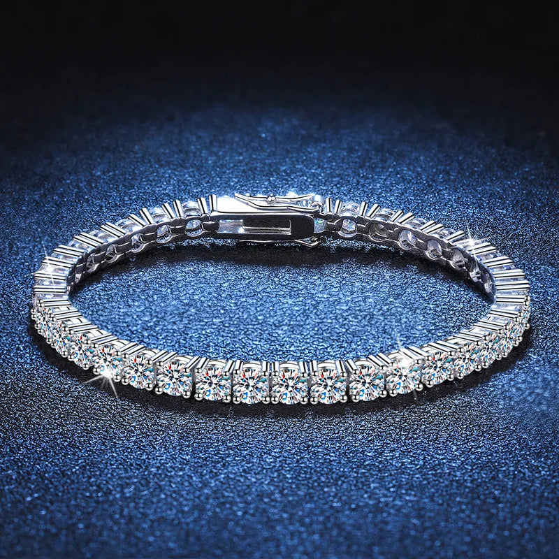 3mm 4mm MoissaniteTennis Bracelets for Women 925 Sterling Silver Full Diamond with White Gold Plated Wedding Fine Jewelry