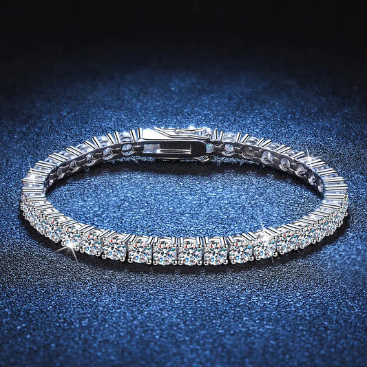 3mm 4mm MoissaniteTennis Bracelets for Women 925 Sterling Silver Full Diamond with White Gold Plated Wedding Fine Jewelry