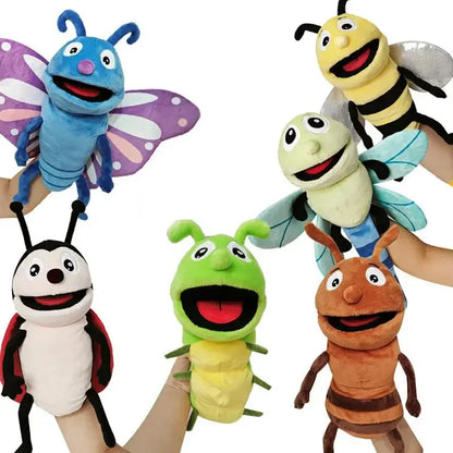 Hand Puppets Kids Toys Plush Insects Animal Caterpillar Ladybug Hand Puppets Doll Family Storytelling Role-playing Finger Toys