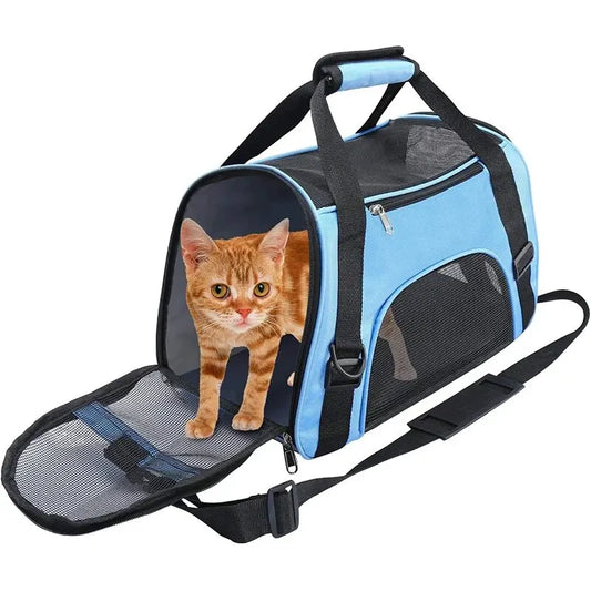 Cat Bag Four Side Breathable Mesh Pet Bag Easy to Carry Shoulder Travel Bag Crossbody Handbag Car Cat Bag