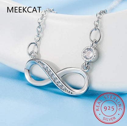 925 Sterling Silver Fine Jewelry Best Friend Forever Infinity Love Pendant Necklaces for Women Gifts Silver Chain