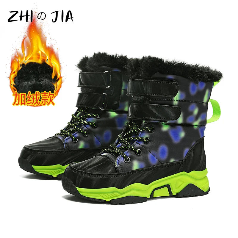 New Winter Children's Snow Boots Boys Girls Fashion Print Comfortable Soft Warm Boots Outdoor Play Sports High Top Cotton Shoes