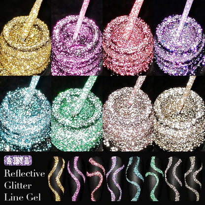 Colorful Reflective Glitter Liner Nail Polish Kit