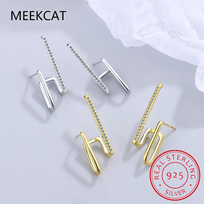 Niche Luxurious Irregular Earrings for Women Moissanite Diamond U-shaped Ear Cuff Stud Earrring 925 Sterling Silver Korean