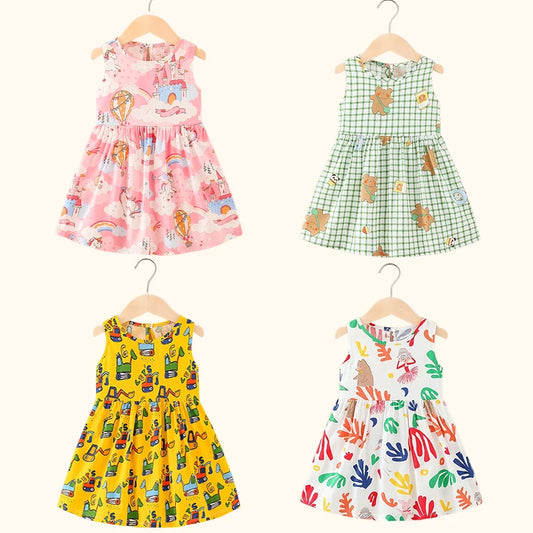 Girl Dress Cotton Summer Kids Clothes Girls Children Flower Dresses Sleeveless Princess Party Outfit Children's Clothing