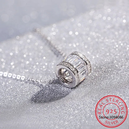 1.6cttw D Color Moissanite Necklace Pendant for Women S925 Silver 3mm Full Diamond Ball-shaped Neck Chain Charm Jewelry