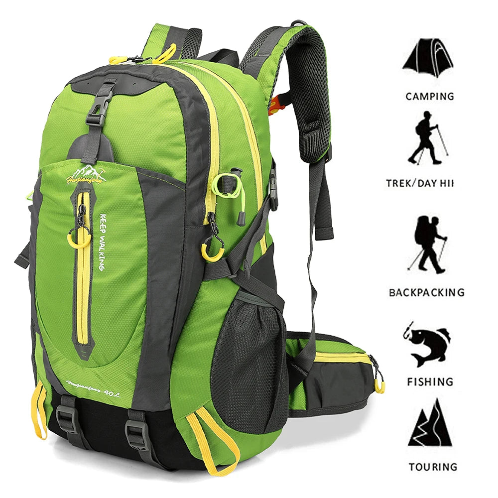 40L Water Resistant Travel Backpack Camping Hiking Laptop Daypack Trekking Climbing Back Bags For Men Women Hiking Supplies