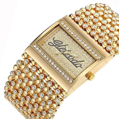 Square Women Gold Wrist Watches 2024 Women Quartz Watches Golden Rhinestone Unique Design Female Clock Ladies Wrist Watches