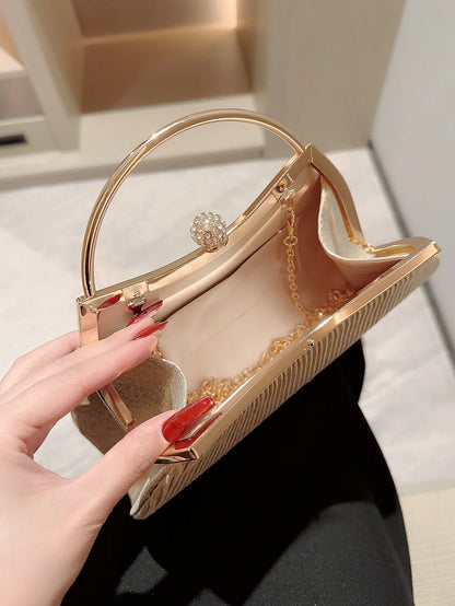 Women's classic pleated design shiny handheld evening bag with rhinestone decoration evening bag dress bag party bag prom bag dr