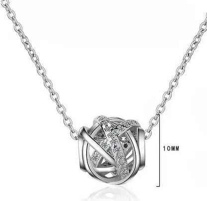 925 Sterling Silver Moissanite Diamond Cute Twist Hollow Ball Pendant Necklace For Women Office Lady Birthday Gift Jewelry