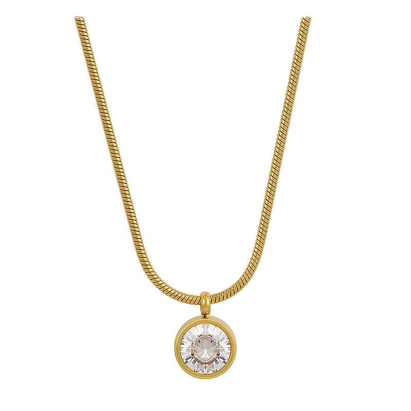 Shiny Zircon Pendant Necklace