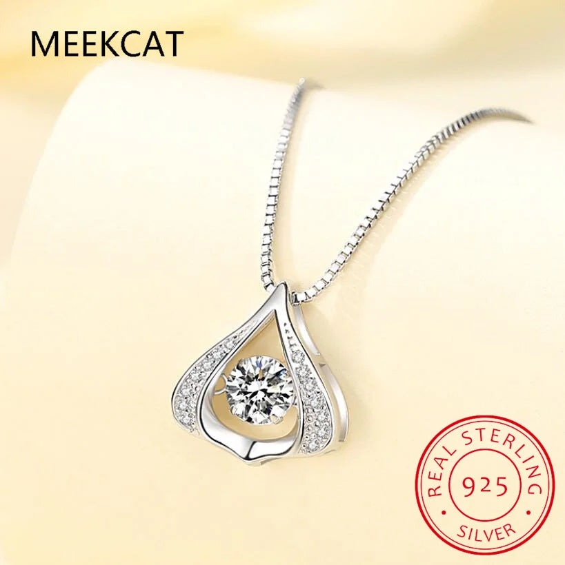 Dance Moissanite Necklace For Women Wedding Engagement 925 Sterling Silver Chain With Water Drop Diamond Pendant Female Choker