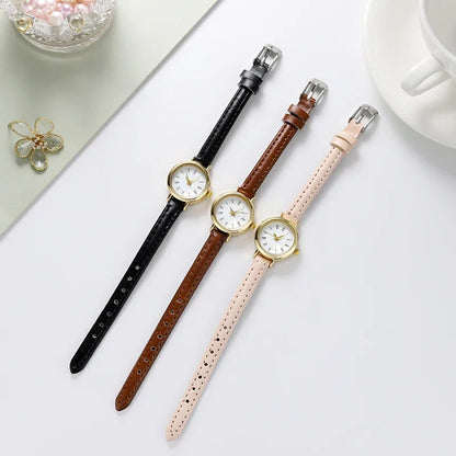 Simple Women's Watches Small Round Girl's Belt Watches