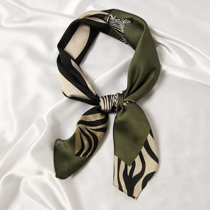 2022 New 70x70cm Women Multifunction Polyester Silk Scarf Animal Zebra Printed Satin Small Square Wraps Scarves Headband