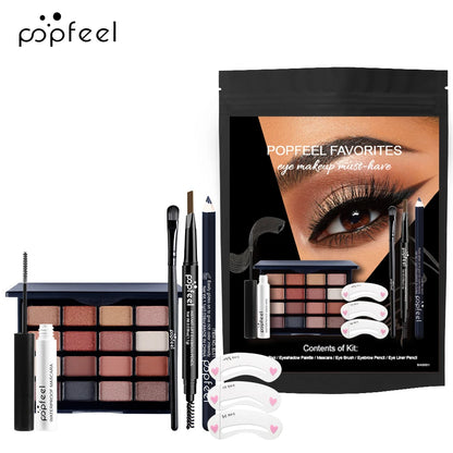 POPFEEL Favorites Kit Mini Makeup Kit, Mini Eye Makeup Kit, Mini Lip Makeup Kit, Eyeshadow Eyeliner Lipgolss