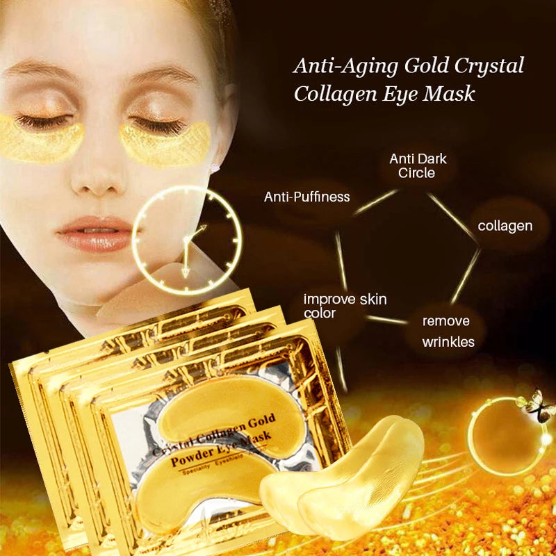 InniCare 50/60/80/100 Pcs Crystal Collagen Gold Eye Mask Anti Dark Circles Beauty Patches For Eye Skin Care Korean Cosmetics