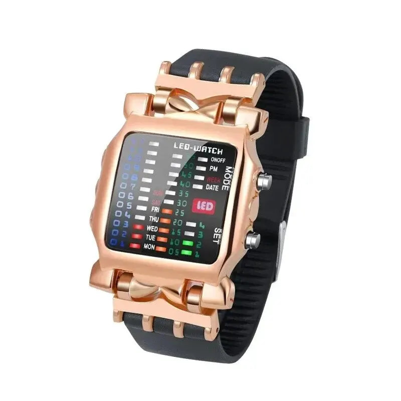 Binary Led Watch Creative Waterproof Business Electronic Watch Mens Trend Luminous Gift Sports Couple Date Time Display Watch