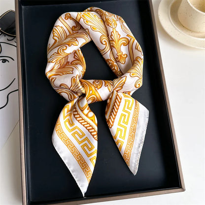 2024 Luxury Print summer Neck Tie Shawl Silk Square Scarf Women Wraps Female 70cm Hair Hand Wrist Headkercheif Hijab Bandana