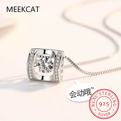 1/0.8 CT Moissanite Pendant For Women Simulated Diamond Necklace S925 Sterling Silver Jewelry Girl Valentine's Day Gift