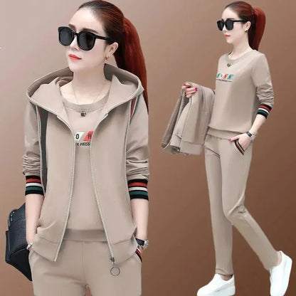 Fashion Women's Suit 2024 New Korean Version Spring and Autumn Long Sleeve Top Casual Sportswear Elegant Women's Three Suits