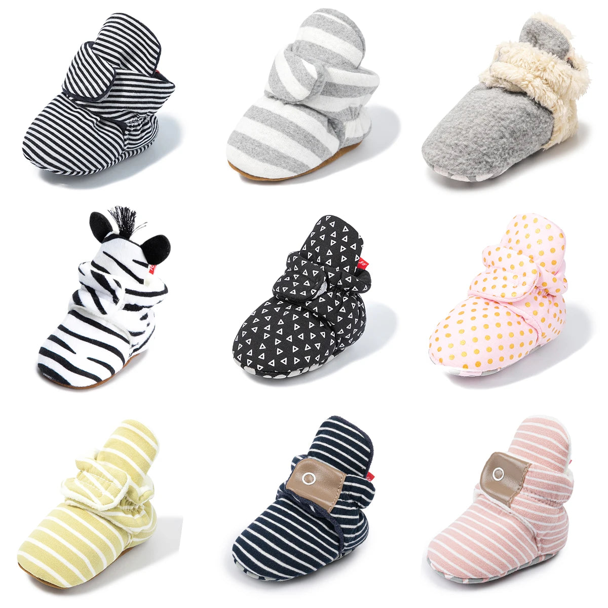 KIDSUN Newborn Socks Shoes Winter Warm Fluff Soft Toddler Shoes First Walkers Anti-Slip Cotton Snow Booties Unisex Crib Shoes