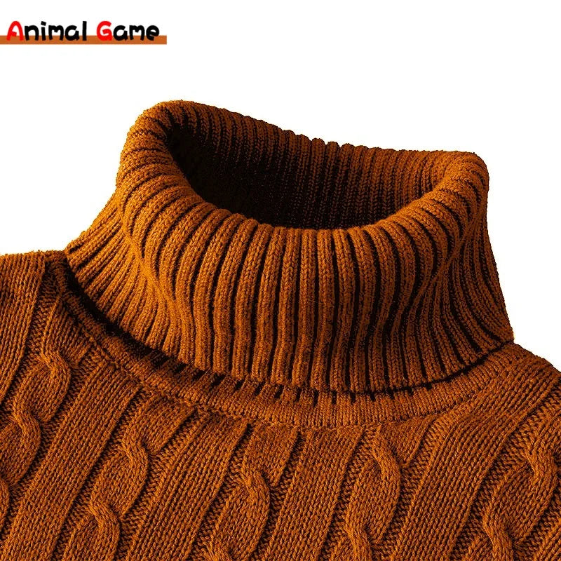 New Winter Warm Turtleneck Sweater Casual Men's Rollneck Warm Knitted Sweater Keep Warm Men Jumper  Knit Woolen Sweater