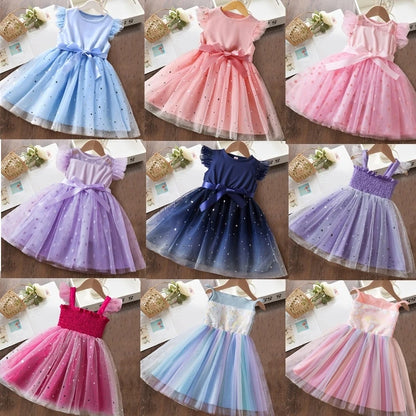 2-6 Years Summer Dress for Girls 2024 New Girls Birthday Party Princess Dress Floral Fashion Children Daily Holiday Clothes