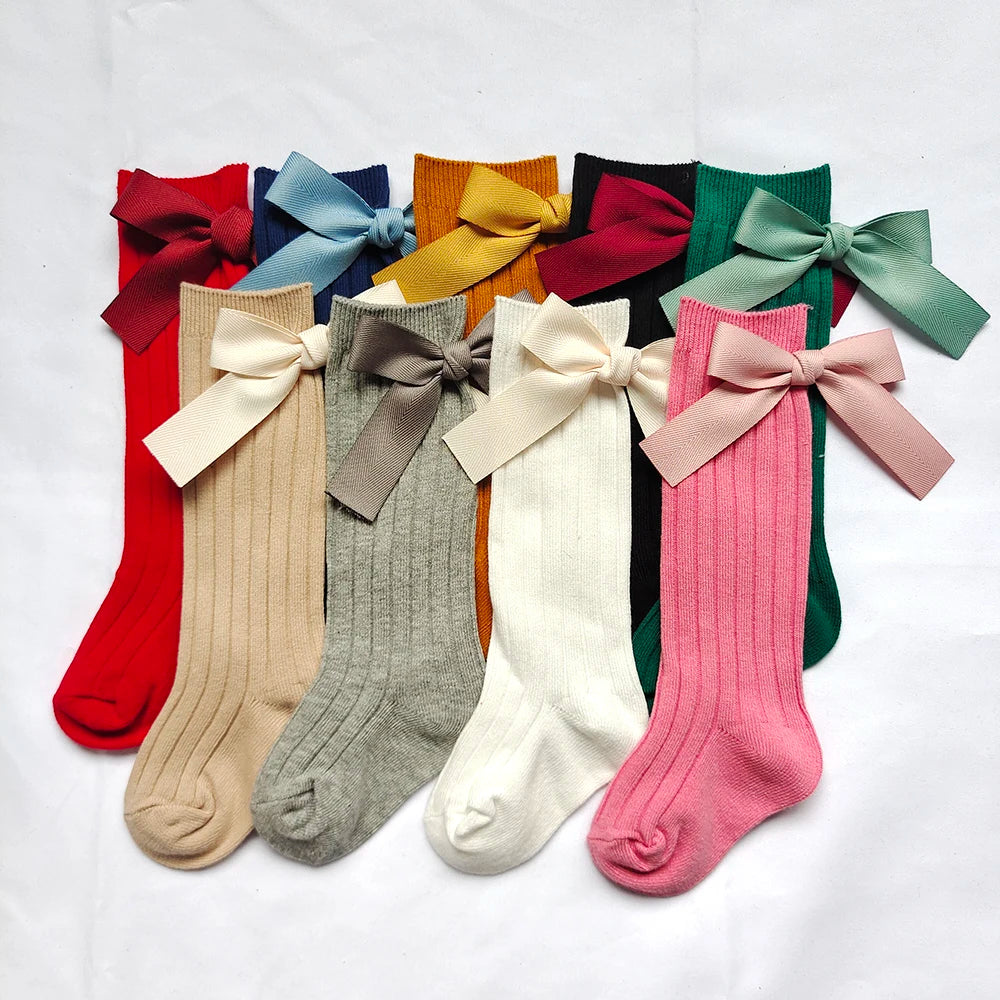 New Children's Socks Big Bows Princess Girls Knee High Sock Baby Toddler Infant Long Tube Socken Kids Leg Warm Winter