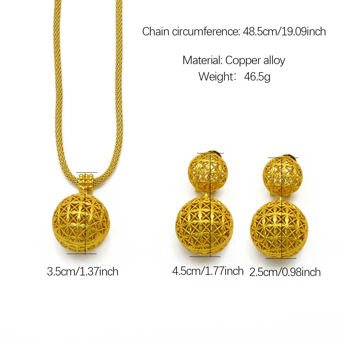 XUHUANG Bridal Dubai Ball 24k Gold Plated Jewelry Sets for Women Costume Necklace Earrings Sets Nigerian Wedding Party Gifts