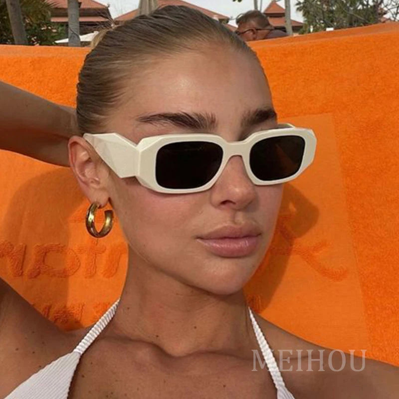 Vintage Unique Rectangle Sunglasses Women 2024 Fashion Summer Shades Big White Glasses New square Brand Sun Glasses Eyewear UV40