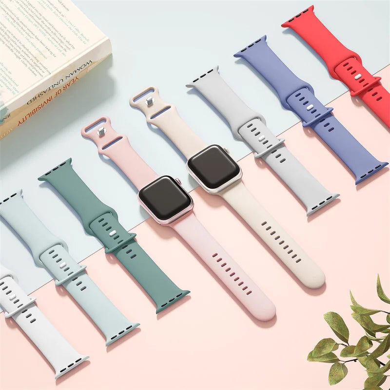 Silicone sport band For apple watch Ultra 49mm series 9-8-7 41mm 45mm correa 44mm 40mm waterproof bracelet iwatch 6 5 4 SE Strap