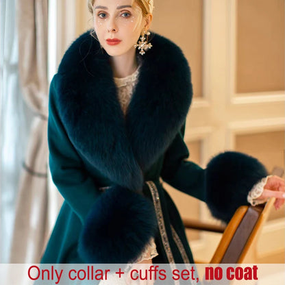 Winter Natural 100% Real Fox Fur Scarf And Cuff Set Russian Women Clothes Neck Warm Luxury Coat Scarves Fashion Fur Shawl Wraps