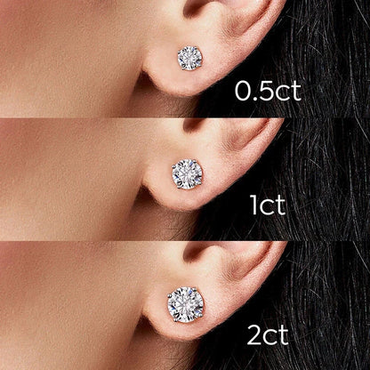 KNB 0.1CT-2CT D Color Lab Created Diamond Certified Moissanite Stud Earrings for Woman Gift 925 Sterling Silver Wedding Jewelry