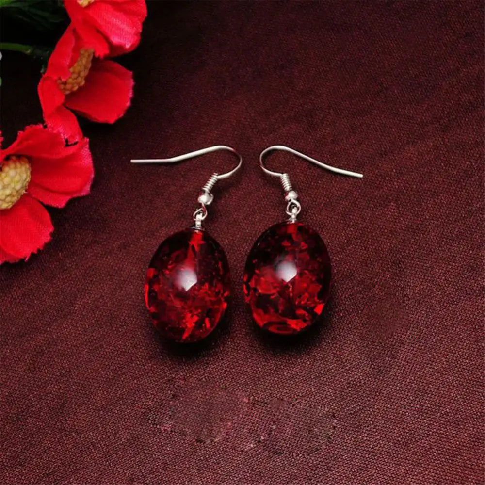 Dangle Earring Oval Shaped Honey Faux Amber Teardrop Dangle Hook Earrings Women Hook Earrings Vintage Silver Jewelry Gift