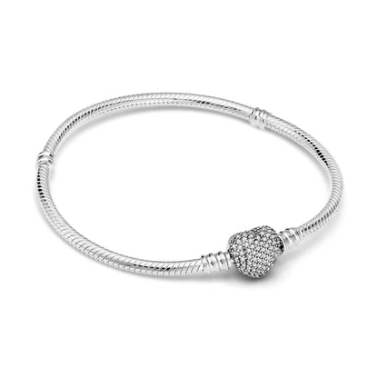 Genuine 925 Sterling Silver Charms Bracelets Fit Original Beads DIY Tulip Snake Bone Chain Bracelet