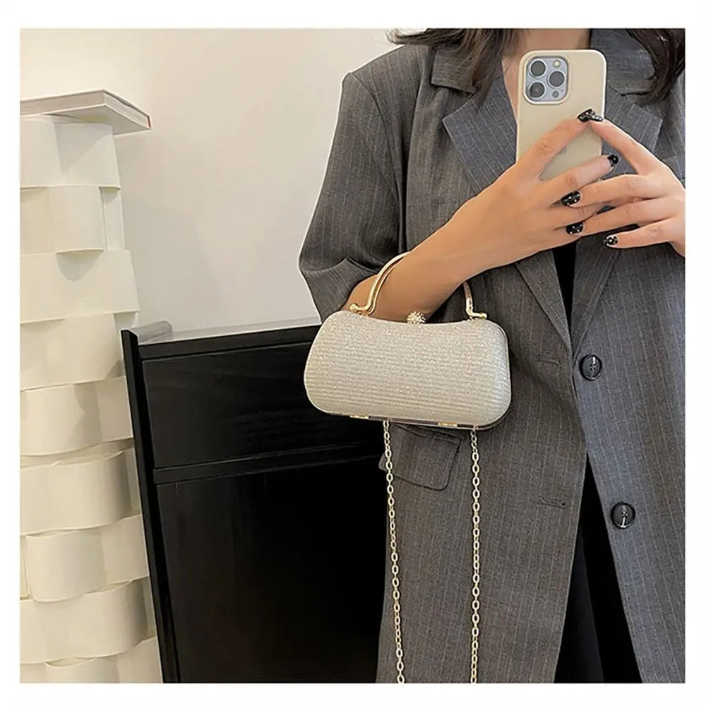 Wedding Bridal Beaded Women Evening Bag Dinner Bag Chain Shoulder Handbags Elegant Rhinestones Clutch Egg Shape Evening Bag