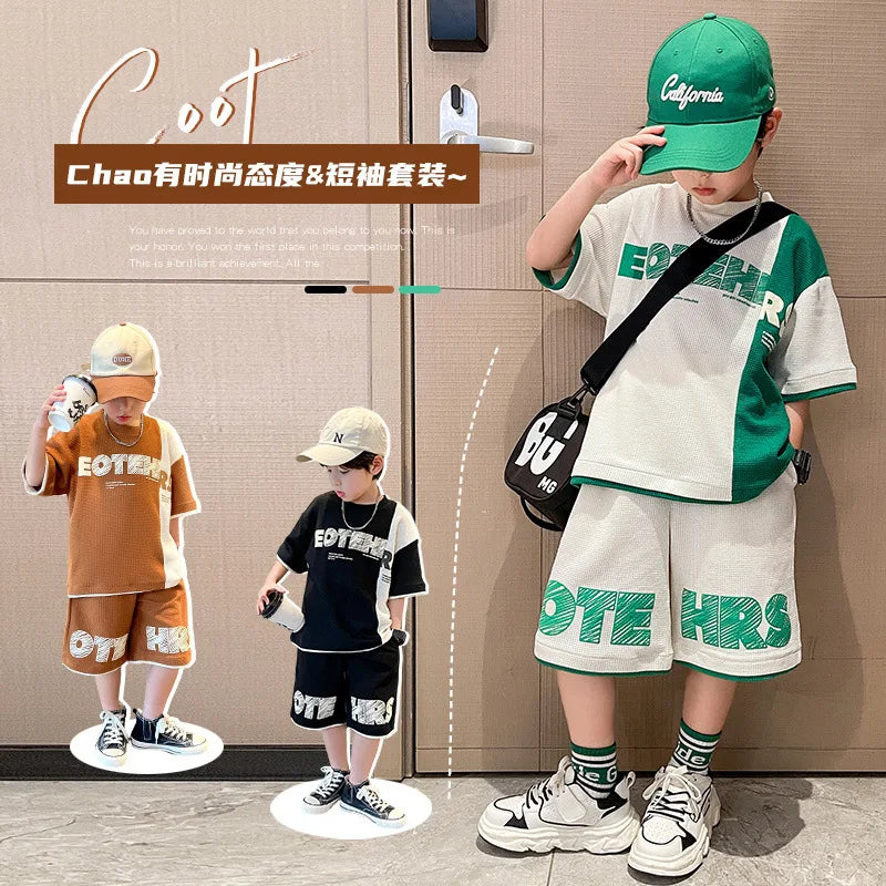 Boy Track Suits Clothes Kids Luxury Clothing 4 5 6 7 8 9 10 11 12 13 14 15 Years Summer Suit for Boy Children's Clothing Set