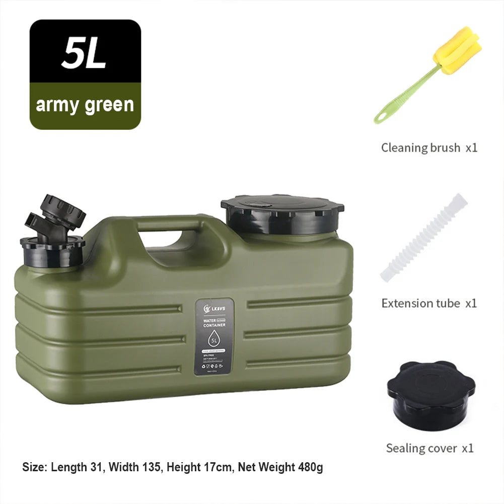 5L Camping Water Container Large Capacity Outdoor Water Bucket Portable Car Water Tank with Faucet for Camping Cooking Picnic