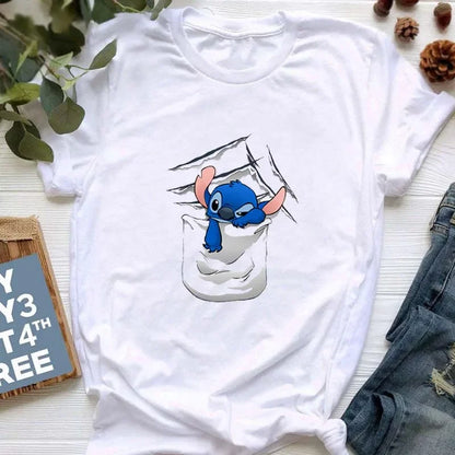 stitch T Shirt Women Summer Tops Cartoon