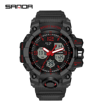 Watches For Men 50M Waterproof Clock Alarm reloj hombre 2024 Dual Display Wristwatch Quartz Military Watch Sport New Mens