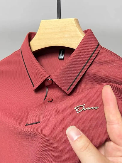 Light luxury brand ice silk short sleeve POLO shirt men's 2024 summer new fashion embroidery T-shirt casual silk men's clothing