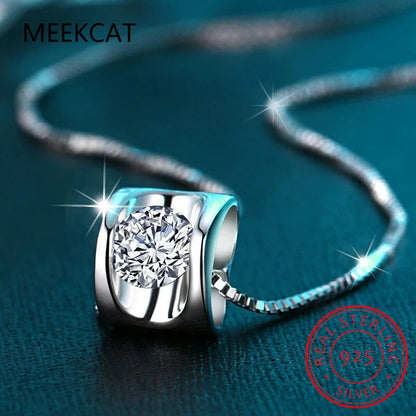 100% Moissanite Necklace 925 Sterling Silver 1CT Round Cut Diamond Solitaire Pendant Necklace for Women Men Promise Gift Jewelry