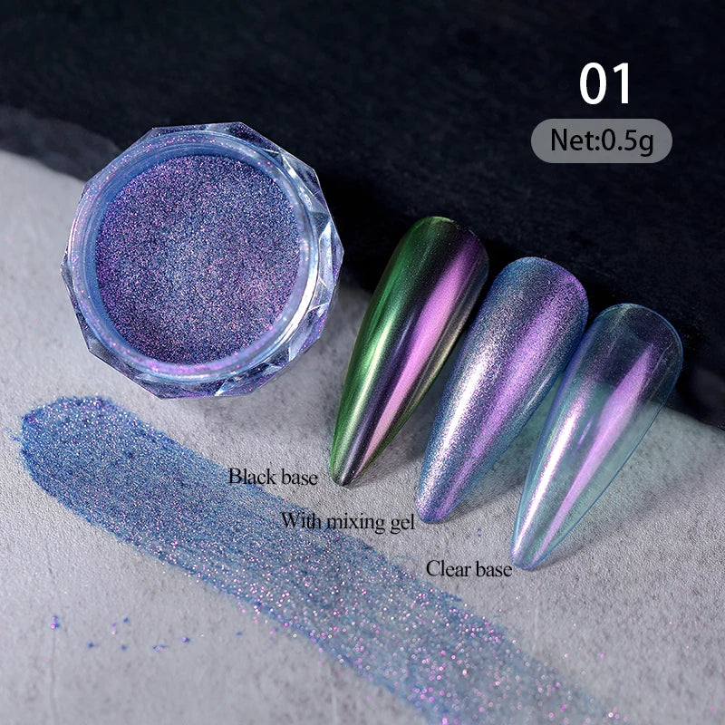 1Box Nail Mirror Glitter Powder Metallic Colorful Dust