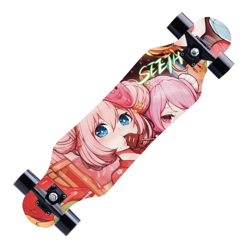 79cm/31" Beginner Skateboard Longboard Maple Flat-Plate Double Rocker Board Steel Bearing PU Wheels Children Adult Skate Board